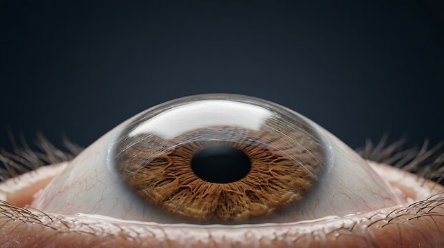 Close Up Profile of Human Eye with Keratoconus Bulging Cornea