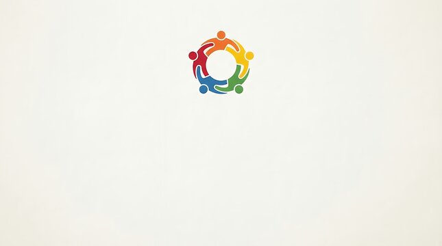A community unity logo design featuring five colorful figures in a circular family embrace symbolizing togetherness diversity and team support. community unity logo five colorful figures in a