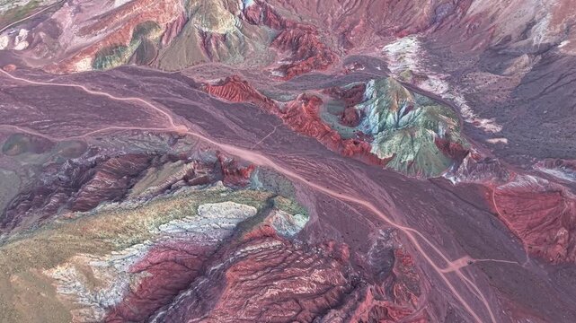 Aerial view of Rainbow Valley in Atacama Desert, Chile