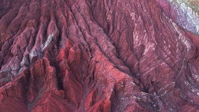 Aerial view of Rainbow Valley rock formations in Chile