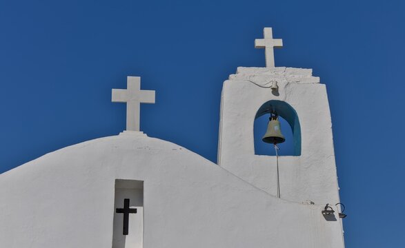 Agios Nikolaos Chapel Belfry and Crosses in Rafina, Attica, Greece