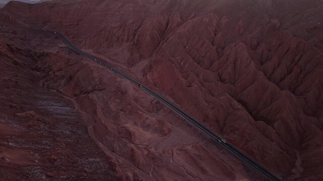 Scenic road through red mountains in Atacama Desert, Chile