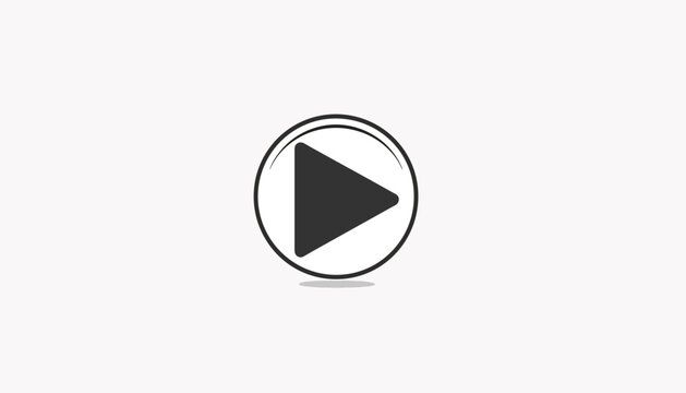 Black play button icon on white background