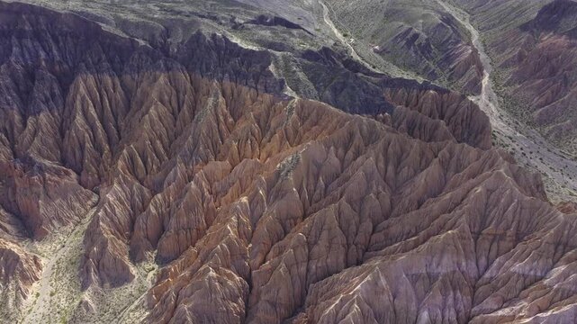 Aerial view of rugged Andean highlands near Purmamarca