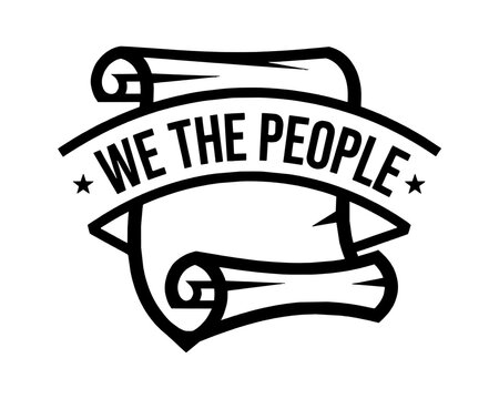 We the people text on a vintage paper scroll icon for american constitutional law and history design Vector