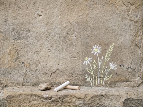 old stone wall with flower marks