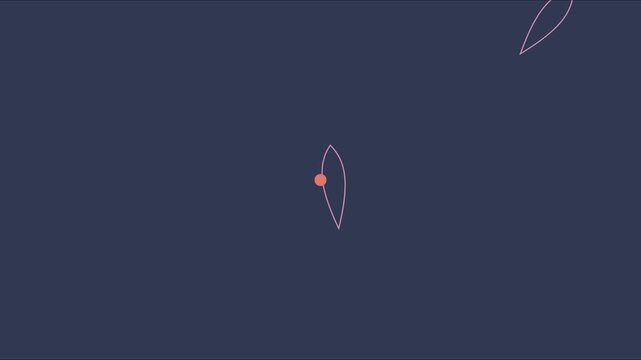 Minimalist abstract motion with pulsing circle and floating leaf shapes on dark animation 4k background