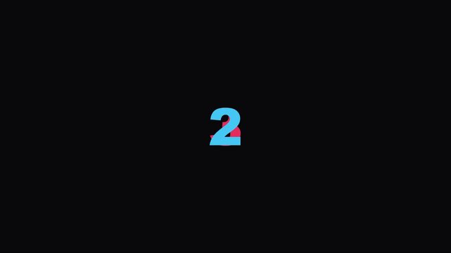 Minimalist red number 3 countdown timer on animation 4k black background, for cinematic intro, three