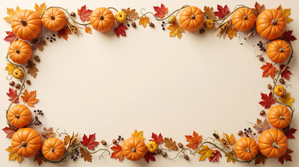 Fototapeta premium Autumn harvest heart-shaped wreath with mini pumpkins and dried flowers for seasonal home decor