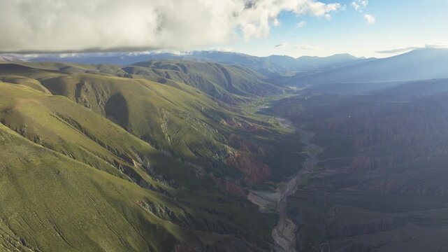 Golden Andes foothills and valley landscape in Jujuy, Argentina