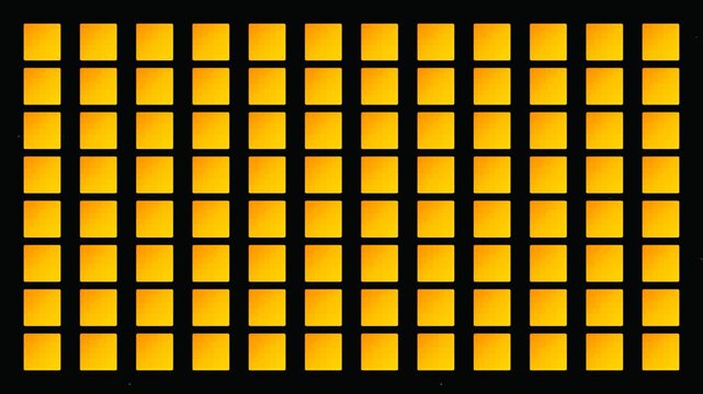 Abstract digital progress bar with glowing amber grid squares animation