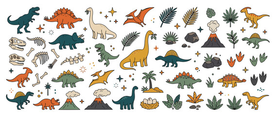 Cute Dinosaur Collection Isolated Transparent Background © Hidan
