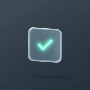 3D glassmorphic notification tooltip icon isolated on dark gray background