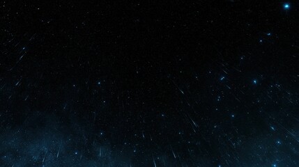 Fototapeta premium A starry sky shows scattered stars with shooting star streaks moving slowly across the dark space. This scene captures cosmic motion.
