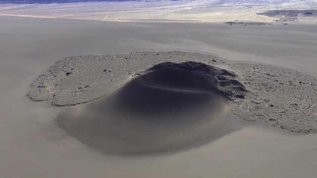 Aerial volcanic cone in La Puna desert, Catamarca, Argentina