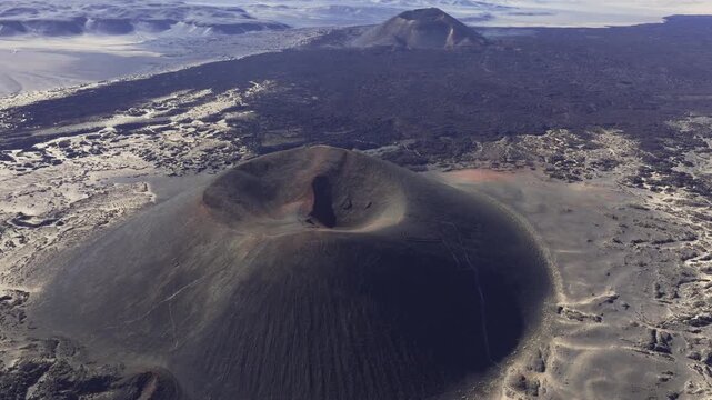 Aerial view of volcanic cone in La Puna, Argentina