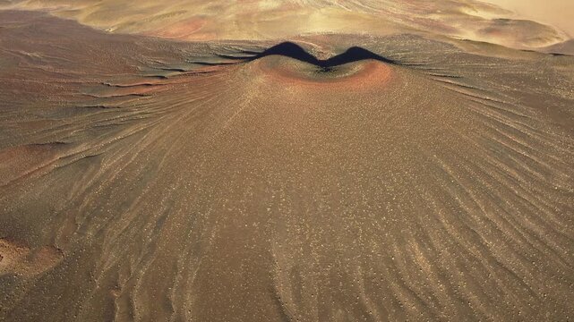 Aerial view of volcanic cinder cone in La Puna Argentina