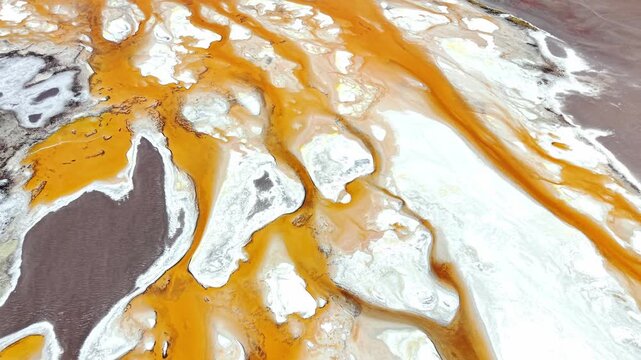 Aerial Salt lagoon in the Atacama Salt Flats, Chile