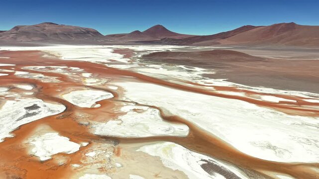 Aerial Salt lagoon in the Atacama highlands
