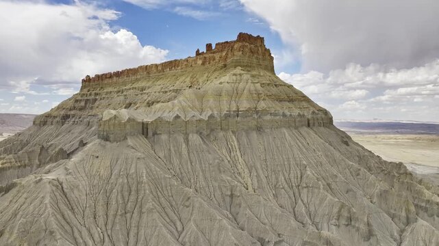 Aerial view of Factory Butte sandstone formations in Utah
