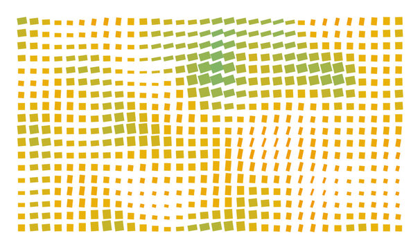 Vector Field Grid of Rectangles - Abstract Orange/Yellow/Cyan Rectangle Grid Art