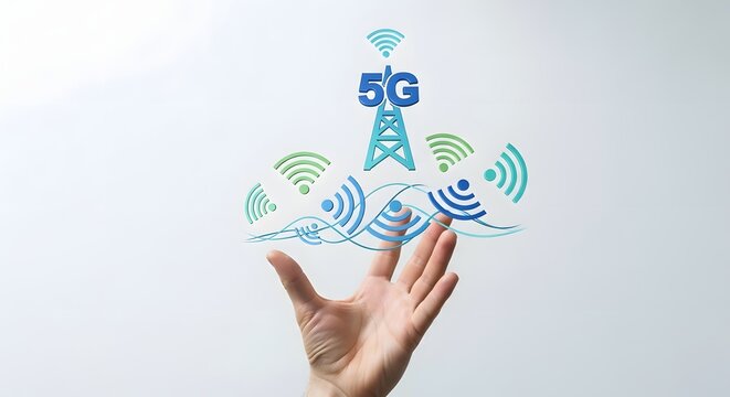 Hand Holding Innovative 5G Network Technology Icon Representing Global High Speed Wireless Connectivity and Digital Communication Infrastructure