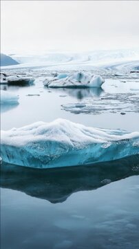 Blue Iceberg in a Glacial Lagoon