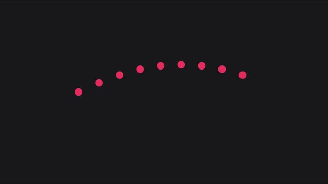 Animated pink dot graph showing market growth and decline trends on dark animation 4k background chart