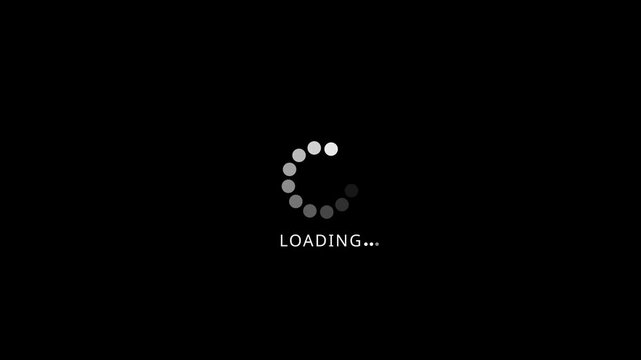 Loading screen animation - Animated spinning wheel icon with text and alpha background. 4K