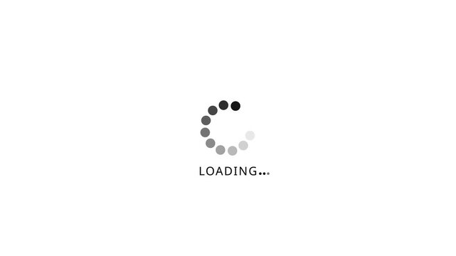 Loading screen animation - Animated spinning wheel icon with text and alpha background. 4K