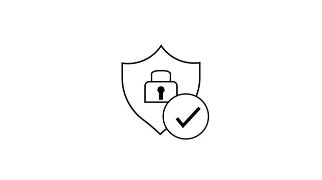 glowing neon blue color lock animation icon security privacy password protection safety animated on black background. 4k motion graphic animation.