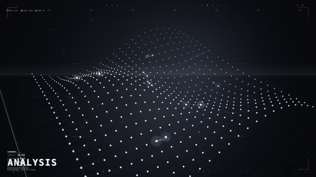 Blue data analysis wave grid with pattern detection motion background