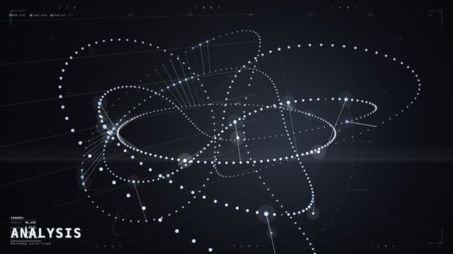 Blue data analysis swirl network with glowing pattern arcs motion
