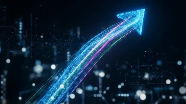 Futuristic arrow symbolizing digital growth and innovation progression in technology