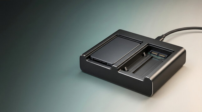 Modern black dual bay docking station for SSD and HDD storage