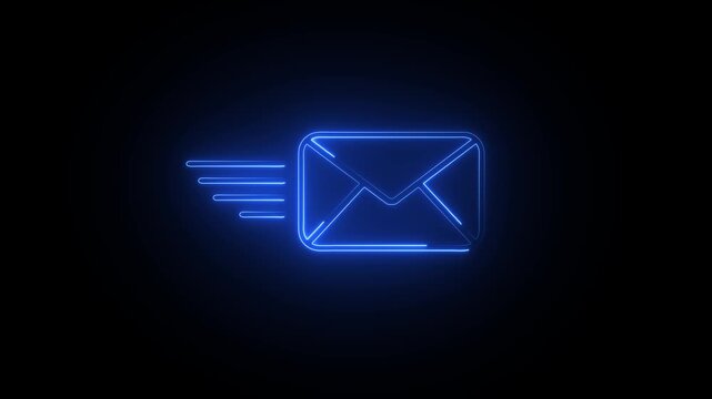 neon Mail email message sending envelope icon animation