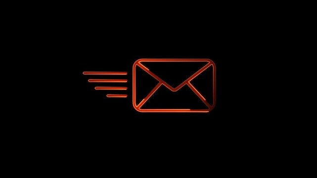 neon Mail email message sending envelope icon animation