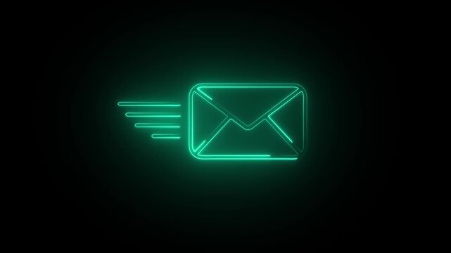 neon Mail email message sending envelope icon animation
