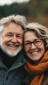 Happy Senior Couple Smiling and Laughing Outdoors