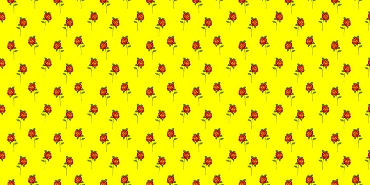 A bright red rose microprint on an intense yellow backdrop, an eye-catching World Rose Day visual asset.