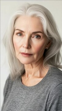 Elegant Senior Woman with Silver Hair and Serene Expression