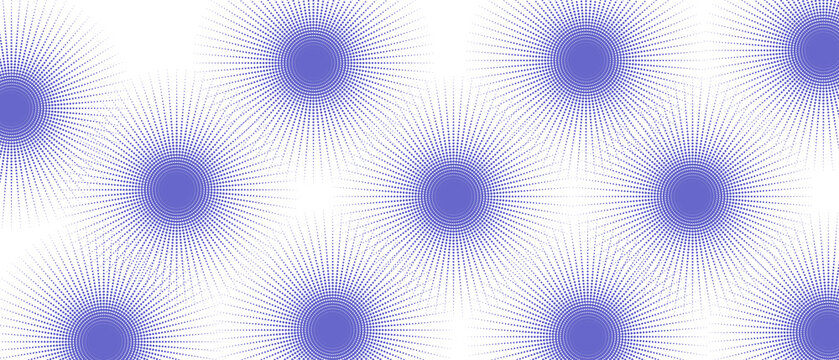 Dos nubes de puntos difuminados en tono azul formando patrones de semitono sobre fondo blanco