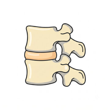 Clean medical vector illustration of human spine vertebrae with an intervertebral disc, isolated on a white background for healthcare concepts.