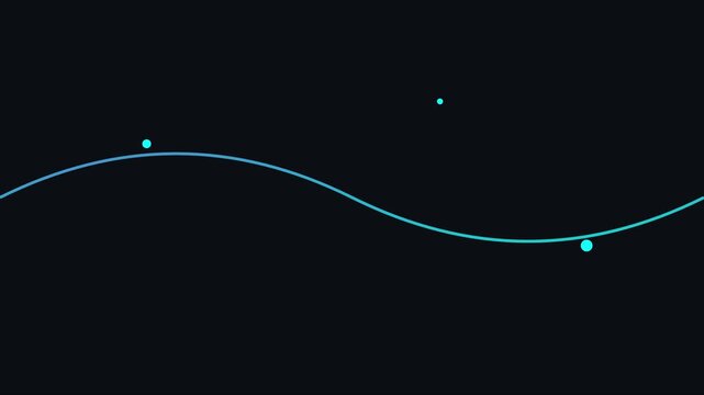 Abstract sine wave motion with floating particles on dark animation 4k background, motion particles digital