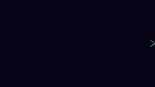 Minimalist abstract geometric line animation with intersecting cyan and orange on dark 4k background