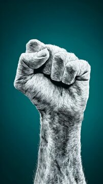 Clenched Fist with Thick Fur Texture