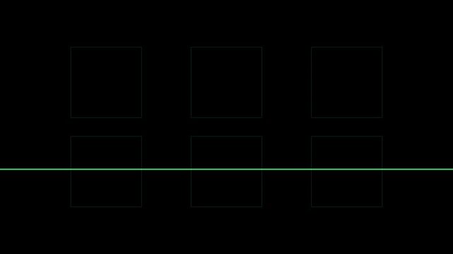 Minimalist abstract green line moving across dark animation 4k background, grid pattern