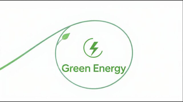 a green energy logo with a leaf and a lightning bolt