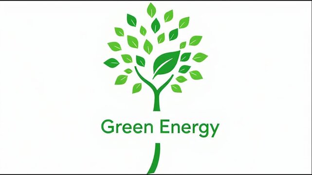 a green energy logo with a tree in the middle