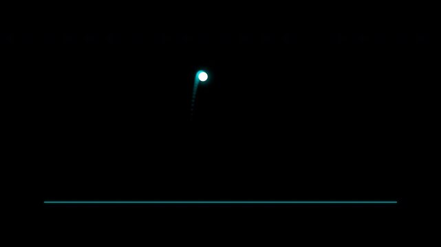 Neon energy ball with glowing particle trail moving in an arc isolated on transparent background